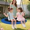 Light-Up Saucer Tree Swing for Kids 40" Round Outdoor Swing Seat with Foam-Padded Steel Frame